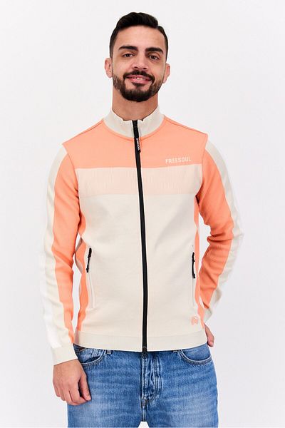 freesoul Men Mock Neck Brand Logo Long Sleeves Sweatshirt, Coral