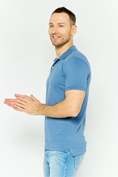 GAP Men Stretch Fit Solid Short Sleeves Polo, Ash Blue