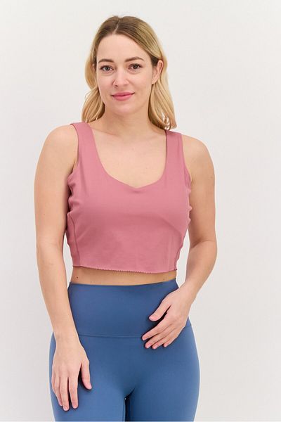 SKECHERS Women Brand Logo Light Padded Sports Bra, Mauve