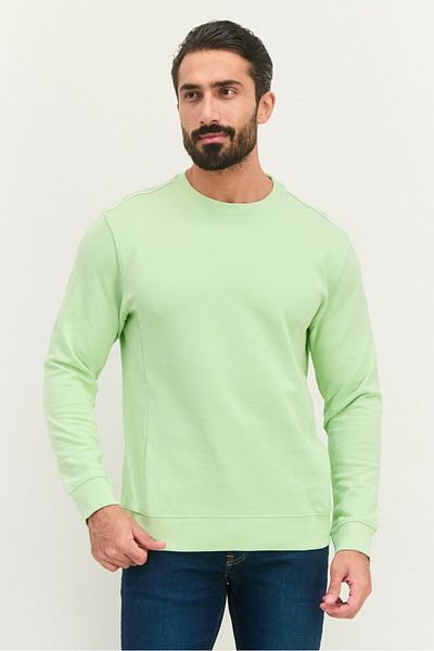 Sorbino Men Crew Neck Long Sleeve Textured Sweatshirt, Light Green