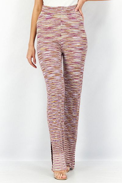 Reserved Women Regular Fit Stripe Stretchable Pants, Violet Combo