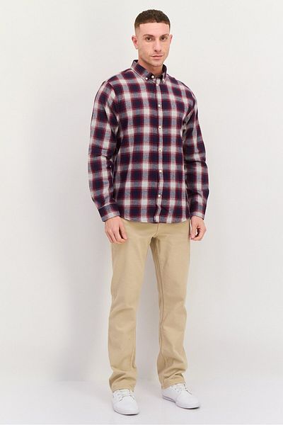 Threadbare Men Regular Fit Checkered Long Sleeves Casual Shirt, Navy