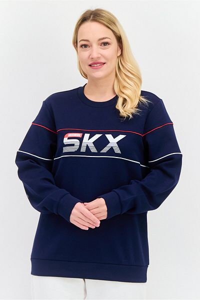 SKECHERS Women Sportswear Fit Long Sleeve Training Sweatshirts, Navy