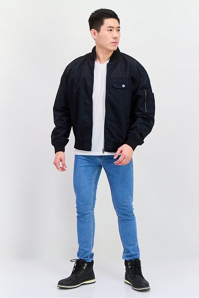 Esprit Men Solid Wind Breaker Jacket, Black