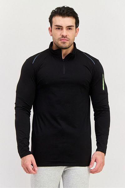 RBX Men Sportswear Fit Long Sleeve Training Jersey, Black