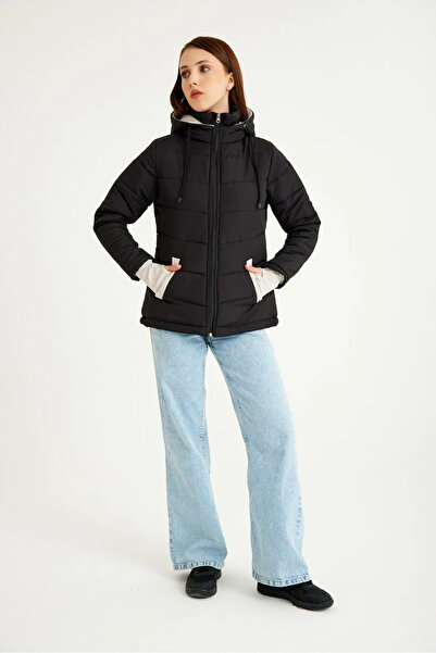 1tarz Kadın Su Geçirmez Kısa Kışlık Şişme Tarz Tasarım Günlük Mont