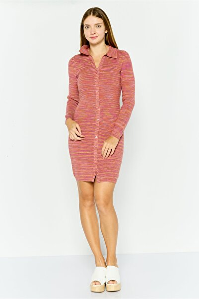 Black Tape فستان سويت شيرت متوسط الطول منقوش للنساء، بني هيذر