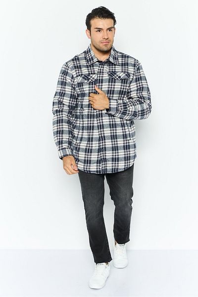 Rainforest Men Checkered Jacket Shirt, Navy