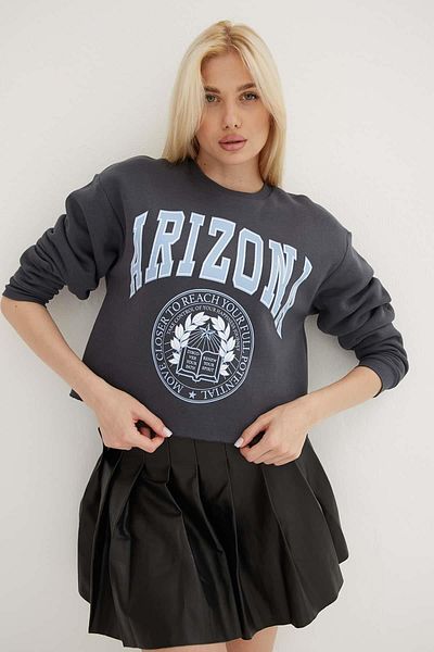 Fashion Friends Sweat crop cu imprimeu antracit