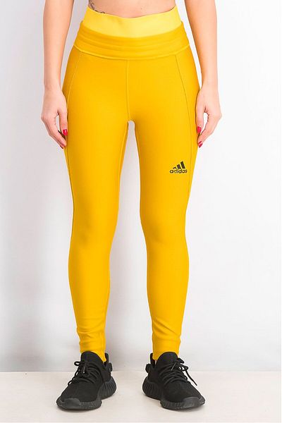 adidas جوارب طويلة نسائية Alphaskin Cold بشعار العلامة التجارية، باللون الذهبي