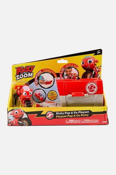 Tomy Ricky Zoom Push Pop Playset Action Figure, Red