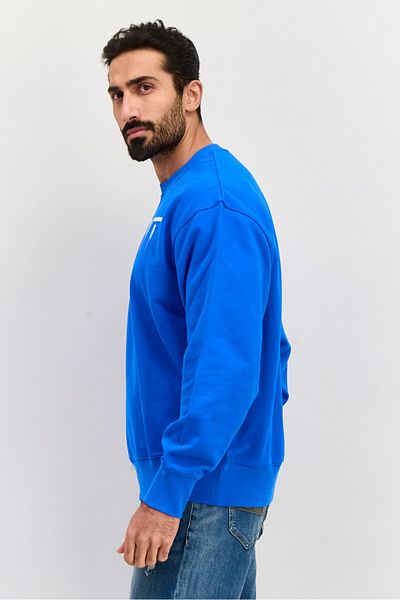 Esprit Men Crew Neck Brand Logo Long Sleeves Sweatshirt, Blue