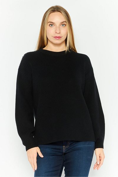 Hugo by Hugo Boss Women Crew Neck Knitted Sweater, Black