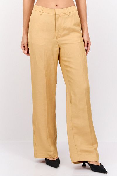 Scotch & Soda Women Tailored Fit Solid Edie Wide Leg Pants, Beige