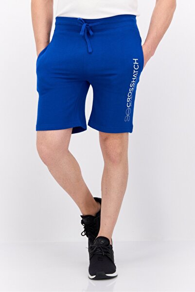 Crosshatch Men Drawstring Brand Logo Basic Shorts, Blue