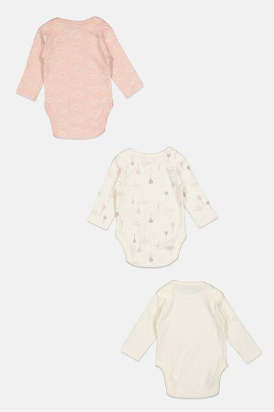 Home Grown Baby Toddlers Girl 3 Piece Printed Bodysuits, Pink