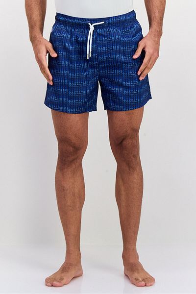 GAZZARRİNİ Men Drawstring Allover Print Swim Shorts, Navy