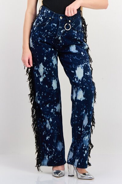 WRANGLER Women Regular Fit Color Splash Wide Leg Jeans, Blue Combo