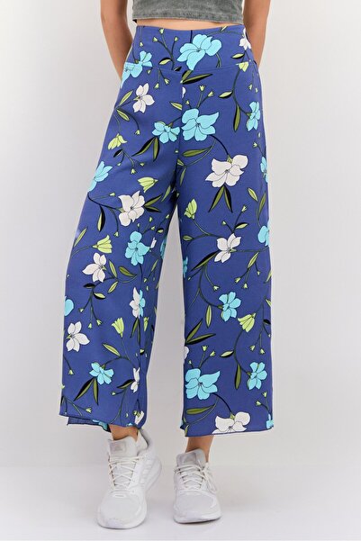 Hurley Women Regular Fit Floral Wide Leg Pants, Blue