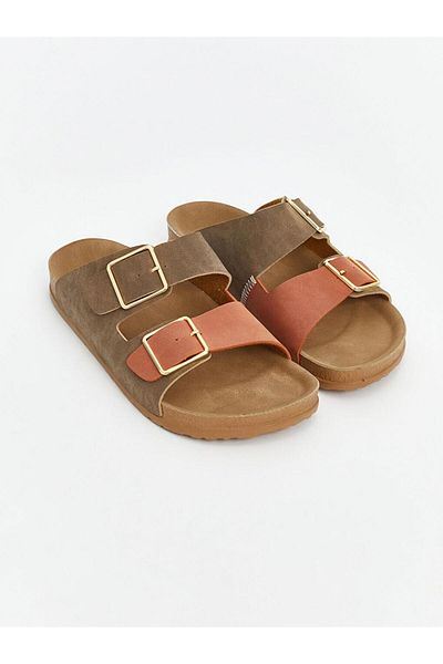 LC Waikiki Γυναικείες παντόφλες διπλές ριγέ LCW STEPS