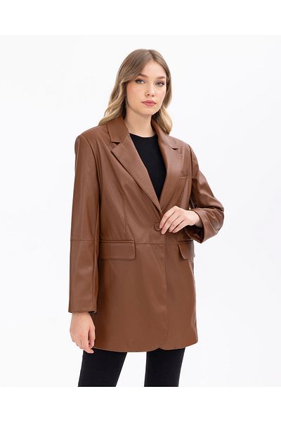 SEÇİL Seçil Single Button Brown Jacket
