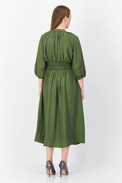 French Connection Women Plain Midi Dress, Olive