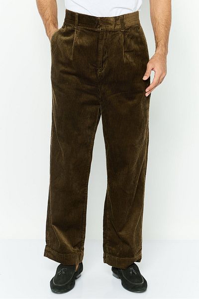 Gant Men Regular Fit Textured Wide Volume Corduroy Pants, Rich Brown