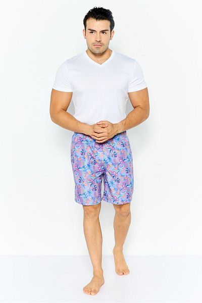 TailorByrd Men Allover Print Drawstring Board Short, Lilac Combo