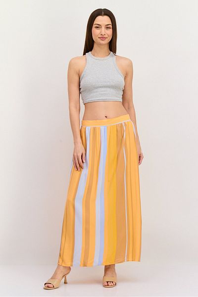 Tchibo Women Striped Maxi Skirt, Orange Combo