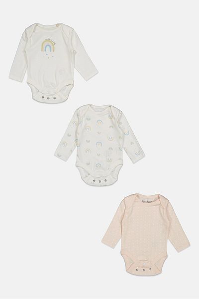 Home Grown Baby Toddlers Boy 3 Piece Long Sleeve Graphic Print Rompers, White Combo
