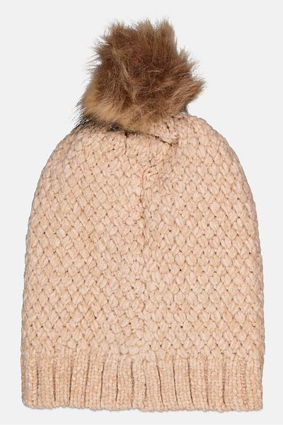 Daisy Fuentes Women Knitted Pompom Beanie, Beige