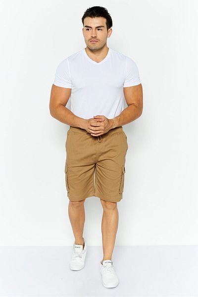 Threadbare Men Solid Cargo Shorts, Tan