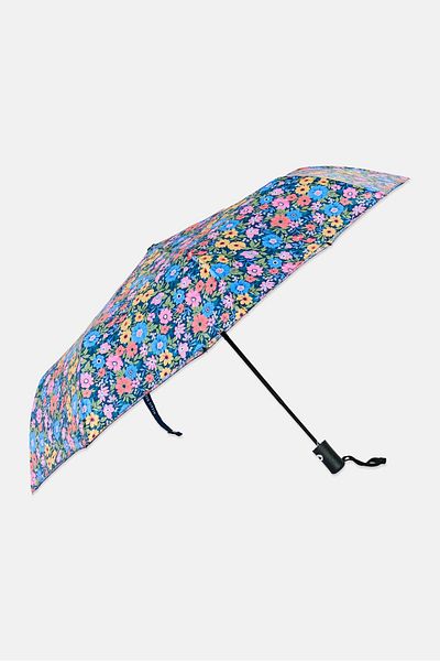 Alexis Bendel Floral Print Folded Umbrella, Blue Combo