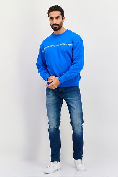 Esprit Men Crew Neck Graphic Print Long Sleeve Sweatshirt, Blue