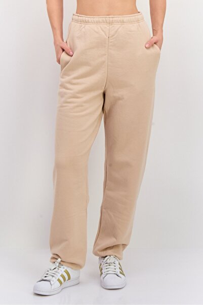 NIA بنطلون رياضي نسائي كبير الحجم من الصوف الصلب، لون بيج