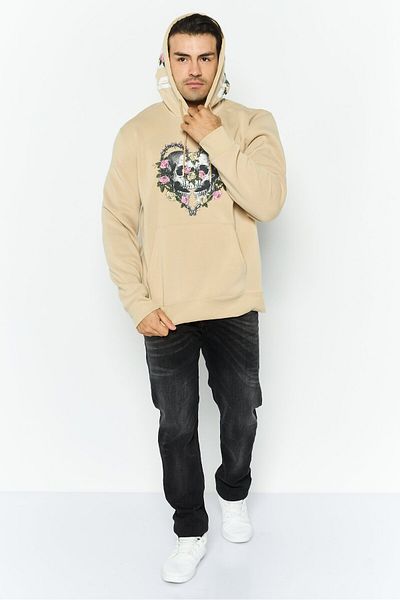 Members Only Men Hooded Embroidered Long Sleeves Sweatshirt, Beige