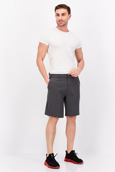 Nordland Men Solid Stretchable Bermuda Shorts, Charcoal
