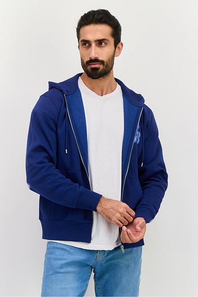 Esprit Men Hooded Graphic Print Long Sleeves Sweatshirt, Blue