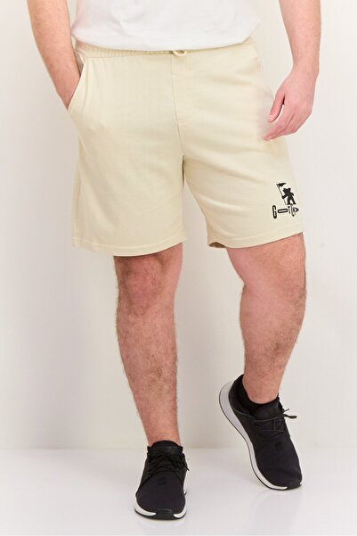 Gotcha Men Brand Logo Basic Shorts, Light Beige