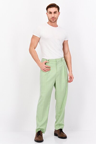 Scotch & Soda Men Loose Fit Solid Dress Pants, Light Green