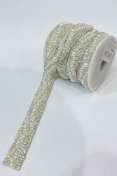Hayalperest boncuk Iron-On Stone Strip Sconce with Pearls 1 Mt