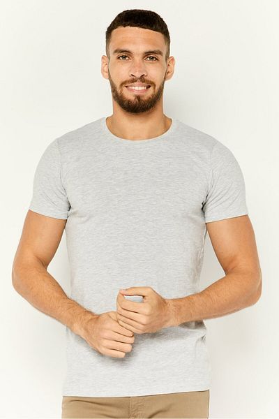 Cerruti 1881 Men Crew Neck Short Sleeve Heather T-shirt, Light Grey