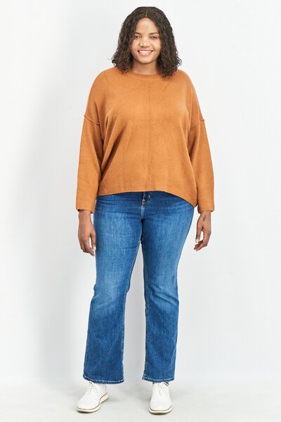 Vince Camuto Women Round Neck Long Sleeves Textured Sweater, Brown