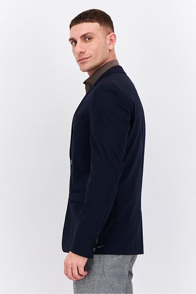 Calvin Klein Men Regular Fit Plain Semi-formal Blazer, Navy Blue