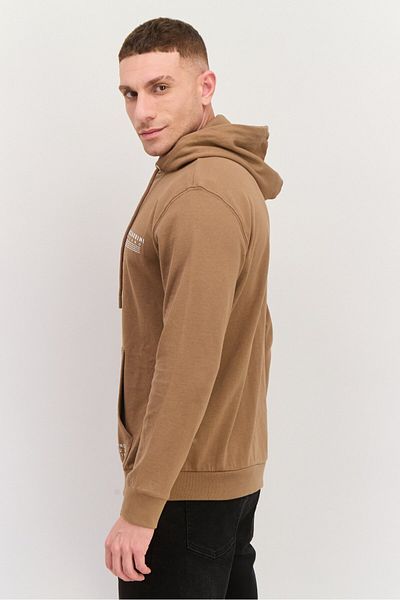 GAZZARRİNİ Men Brand Logo Long Sleeves Hoodie, Brown