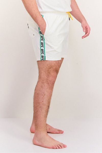 UFC Men Brand Logo Board Shorts, White Combo