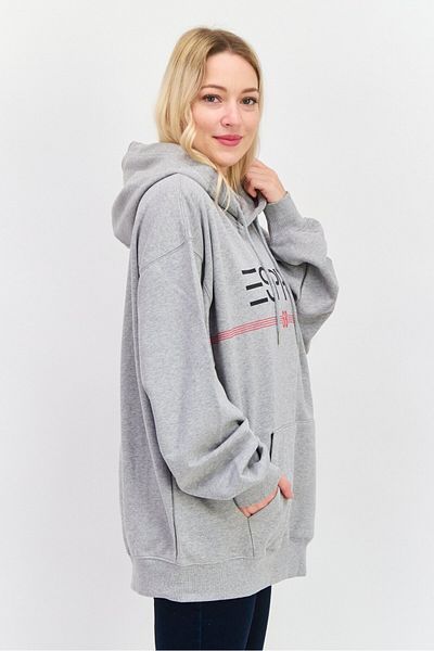Esprit Women Hooded Long Sleeve Graphics Sweatshirt, Grey Combo