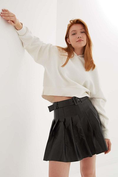Fashion Friends Sweat crop cu glugă Ecru
