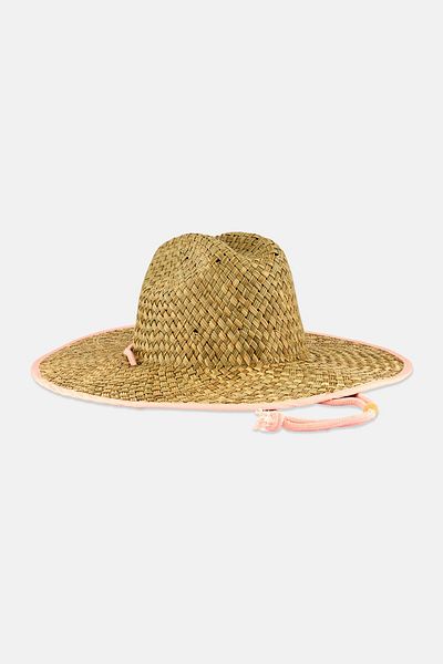 Roxy Kids Girl Straw Bucket Hat, Tan