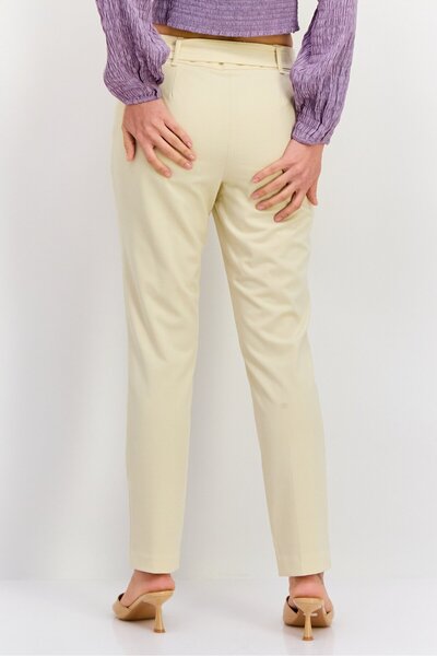 Calvin Klein Women Regular Fit Belted Straight Leg Solid Pants, Wheat